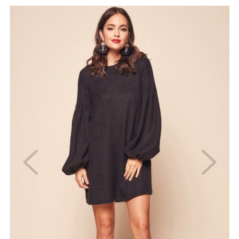 Puff Sleeve Dress - Black size L